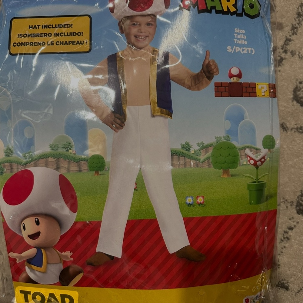 Nintendo Toad Costume - White, Red, Blue, Yellow